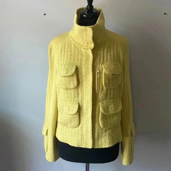 Tuleh Jackets & Blazers - Tuleh |  Chartreuse Cotton & Silk Blend Blazer